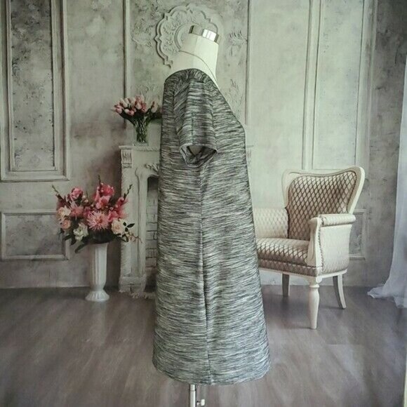 Apt. 9 Gray Scoop Neck Short Sleeve Knee Length T-Shirt Dress Size L Polyester - Picture 6 of 10